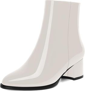 Женские лаковые вечерние ботильоны NUMALEO с молнией, круглый носок, устойчивый низкий каблук 2 дюйма