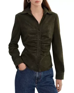 Замшевая рубашка с присборенным воротником Lamarque, зеленый