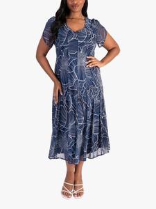 Сетчатое платье с цветочным узором в тонкую полоску chesca, цвет Navy/Ivory