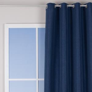 Штора на люверсах Brilliant льняная однотонная темно-коричневая 140х245см Textilhof Witte, синий