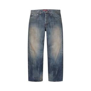 Джинсы Supreme Distressed Loose Fit Selvedge Jean, Washed Indigo