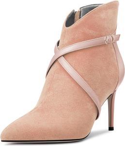 Женские ботильоны Castamere с высоким каблуком, заостренным носком, короткие ботинки с перекрестным ремешком, застежкой-молнией и комбинированной отделкой, на каблуке 8 см, для вечернего выхода