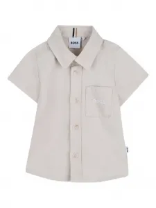 Рубашка с короткими рукавами и нагрудным карманом Boss Kidswear, бежевый
