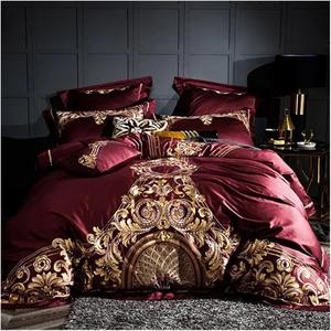 Generic Комплект постельного белья Luxury 100S Egyptian Cotton с золотой вышивкой