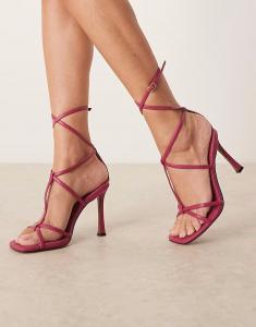 Босоножки Nobel на высоком каблуке с решеткой Wide Fit, малинового цвета Asos Design
