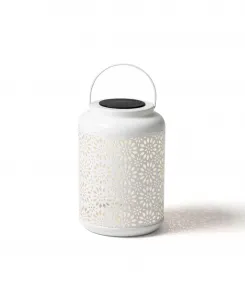 Подвесной уличный фонарь на солнечных батареях с металлическим декором в виде цветка, высотой 22 см, со светодиодной подсветкой Glitzhome, белый