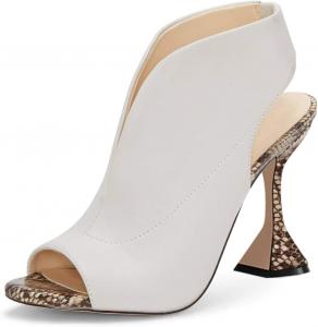 Женские сандалии YDN с открытым носком и ремешком на пятке, специальные высокие каблуки цвета винного бокала, эластичный ремешок, вырезы, летние ботильоны-сандалии, размер 4-16 US, White & Serpentine