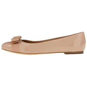 Varina Patent Leather Casual Shoes 1cm Women's Beige Ferragamo, бежевый