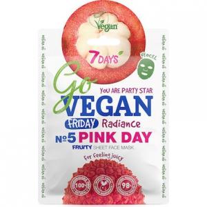 Go Vegan Pink Day Radiance Sheet Face Mask - 25 грамм 7days
