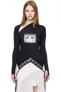 Футболка с асимметричным вырезом Pushbutton, черный