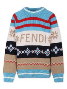 Fendi Kids жаккардовый свитер, синий