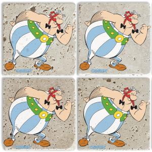 LuckyLinde Подставки для напитков Мотив Обеликс, плитка, камни Набор подставок Asterix из натурального камня 10x10x1 см Luckylinde, синий