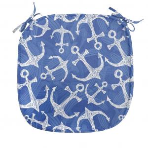 Якорная подушка ABAKUHAUS для стульев для столовой, морское спасательное оборудование, декоративная водонепроницаемая подушка с ремнями для кухонных сидений, 40 см x 40 см, лазурно-сине-белый, синий
