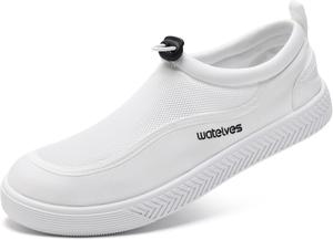 Водные туфли WateLves для мужчин и женщин - быстросохнущие повседневные водные кроссовки с отверстиями для слива, легкие, противоскользящие для водных активностей на открытом воздухе, белый
