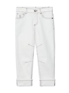 Brunello Cucinelli Kids джинсы прямого кроя с декоративной строчкой, белый