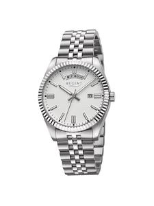 Крупные серебристые аналоговые наручные часы (около 40 мм) с металлическим браслетом Regent