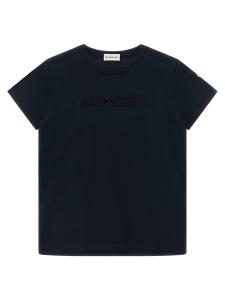 Футболка с вышитым логотипом Moncler Enfant, синий