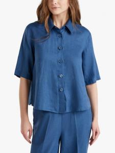 Боксовый покрой рубашка из чистого льна Benetton, Mid Blue