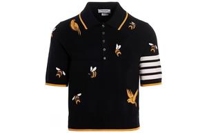 Поло с интарсией 4-Bar Birds Bee THOM BROWNE, marine синий