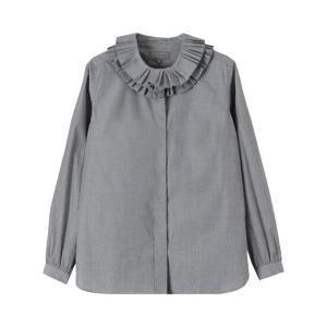 Рубашка Margaret Howell Double Ruffle Collar Shirt, Mid Grey
