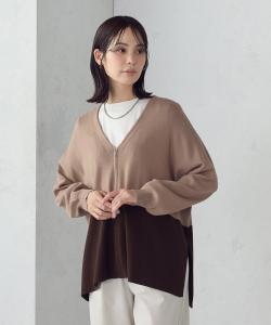 Двухцветный кардиган-пончо