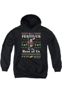 Молодежная толстовка с капюшоном Seinfeld Festive Festivus Gildan, черный