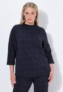 Толстовка Ulla Popken GLITTER CHECK 3/4 SLEEVE, Marine/Dark Blue