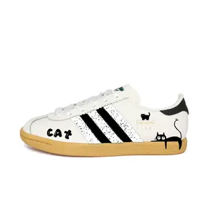 Stadt Cat 3 Stripes устойчивые к истиранию низкие немецкие армейские кроссовки unisex Adidas Originals, черный/белый