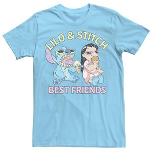 Мужская футболка Lilo & Stitch Best Friends с мороженым Disney, светло-синий