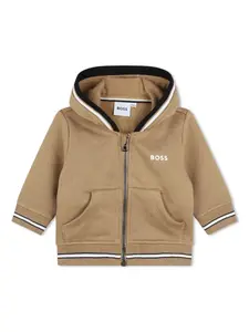 Худи на молнии с вышитым логотипом BOSS Kidswear, нейтральный