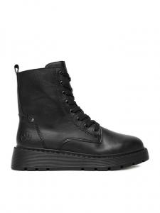 Женские ботинки Rieker кожаные на шнуровке, черный