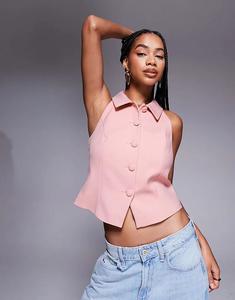 Жилет River Island с высоким воротом светло-розового цвета