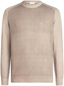 ETRO джемпер в рубчик с вышитым логотипом, нейтральный цвет