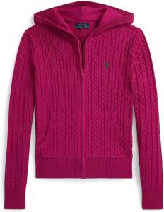 Худи Polo Ralph Lauren Kids Mini-Cable Cotton Full Zip Hoodie, цвет Preppy Pink