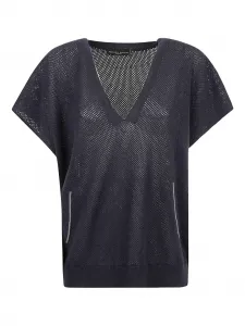 Шерстяная блуза с v-образным вырезом Fabiana Filippi, синий