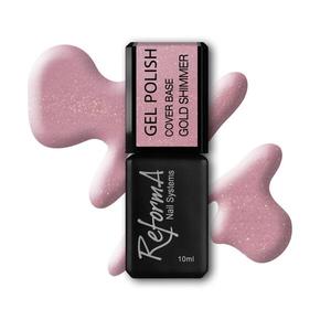 Камуфлирующая база для гибридных лаков для ногтей с золотым мерцанием, 10 мл Reforma, цвет gold shimmer