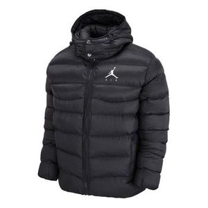 Куртка men's solid color zipper hooded padded clothes black Air Jordan, черный