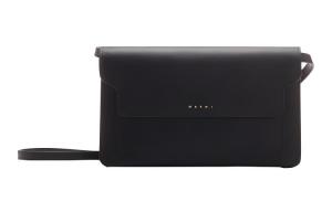 MARNI Сумка через плечо из сафьяновой телячьей кожи косметичка женская черная