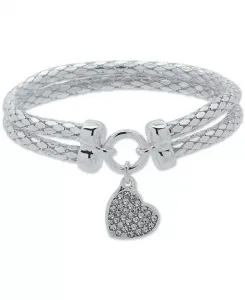 Двухрядный эластичный браслет с подвесками в виде сердца паве Nine West, crystal