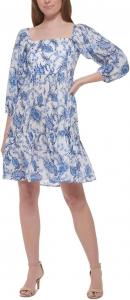 Женский джемпер Tommy Hilfiger с рукавами 3/4, длиной до колена, облегающий и расклешенный, из хлопка, Ivory Multi