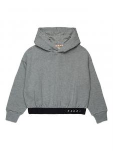 Детская хлопковая толстовка с капюшоном Marni Kids, серый