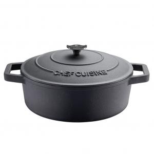 CHEF CUISINE Чугунная сковорода International, трехслойная эмаль, крышка с ручкой из нержавеющей стали, Ø 28 см, объем ок