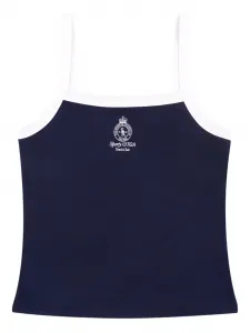 Топ в рубчик с контрастной отделкой Sporty & Rich, синий