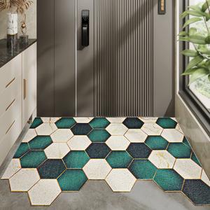 Dajiang Ковер 120х130 см для прихожей в новом стиле, грязеотталкивающий, нескользящий, темно-зеленый с золотым отливом