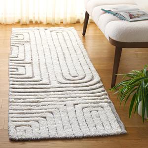 Ковер-дорожка SAFAVIEH, 69 x 214 см, Kilim Collection, Beige & Ivory, ручной работы в стиле Mid-Century Modern, текстурированная шерсть, идеально для гостиной, спальни, столовой (KLM652B-27)