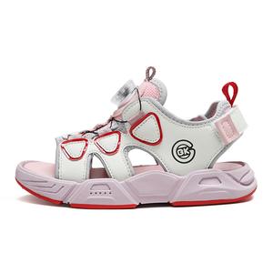 Детские сандалии, устойчивые к истиранию, дышащие, легкие, с амортизацией BKG, бежевый/розовый