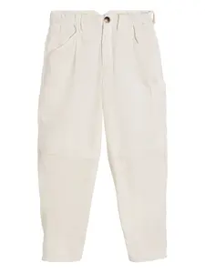 Вельветовые брюки с карманами Brunello Cucinelli Kids, белый