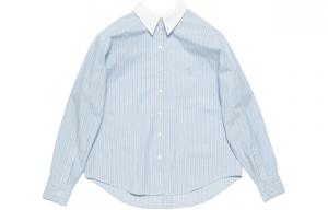 Полосатая рубашка с детализированной застёжкой на пуговицах Acne Studios, синяя