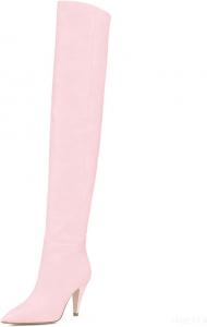 Женские ботфорты XYD с высокими голенищами, средний каблук-конус, выше колена, эластичные, с острым носком, модные свободные зимние теплые длинные ботильоны, Pink