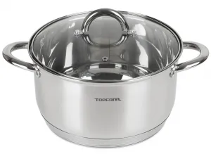 Кастрюля из нержавеющей стали 16 см со стеклянной крышкой, кастрюля, суповая кастрюля, универсальная кастрюля, совместима с индукционной плитой, 1,6 л TOPFANN